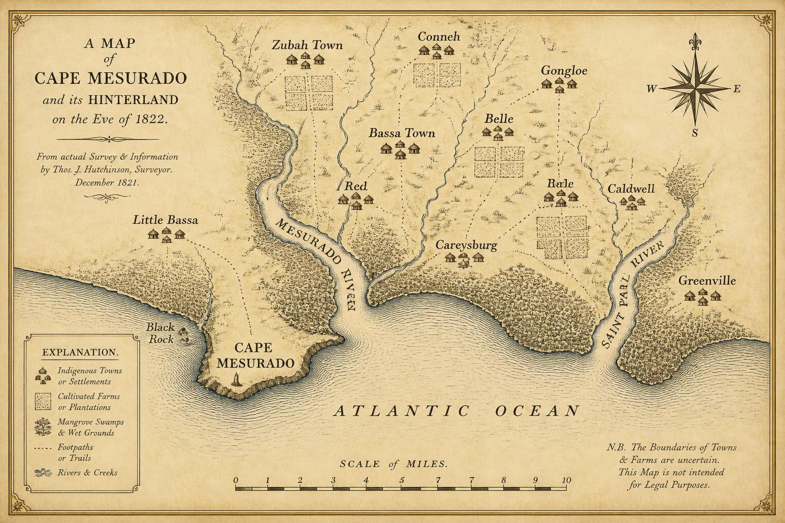 Cape Mesurado and its hinterland at the moment of settlement
