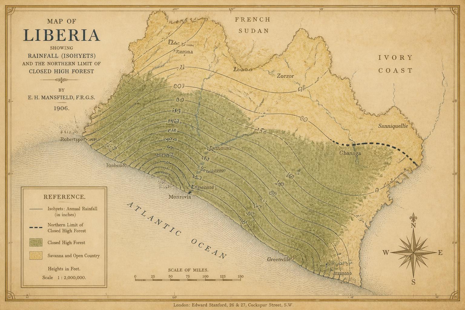 Map 3. Rainfall and the forest–savanna transition